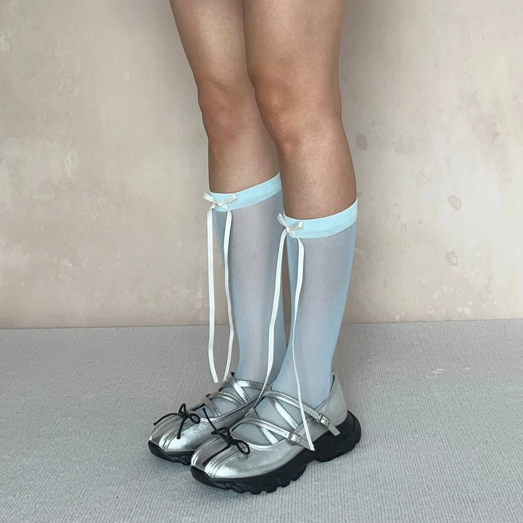 Silver Bow Deco Ballet Sneakers