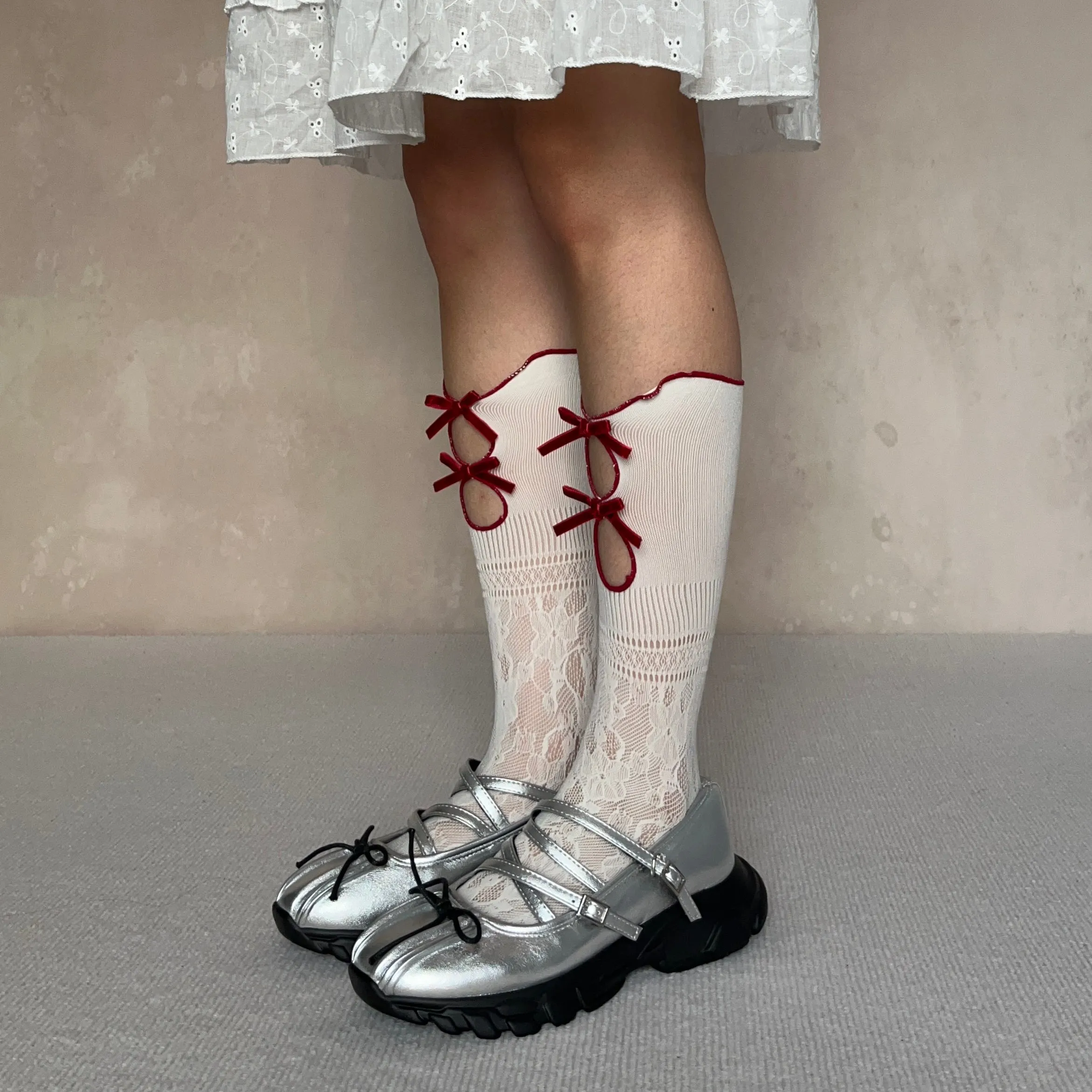 Silver Bow Deco Ballet Sneakers
