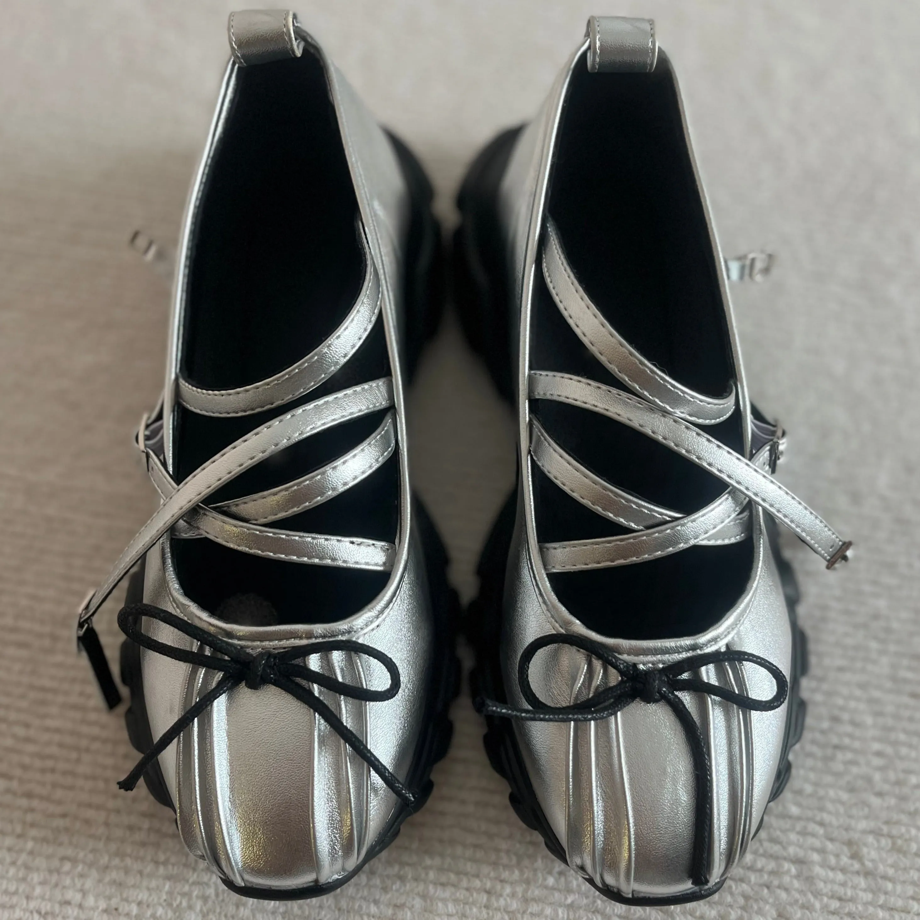 Silver Bow Deco Ballet Sneakers