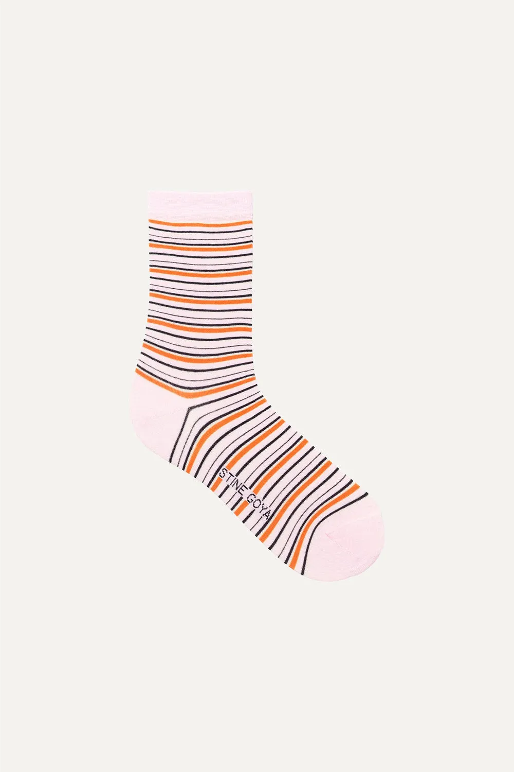 Stine Goya Short Socks, Pink Stripe