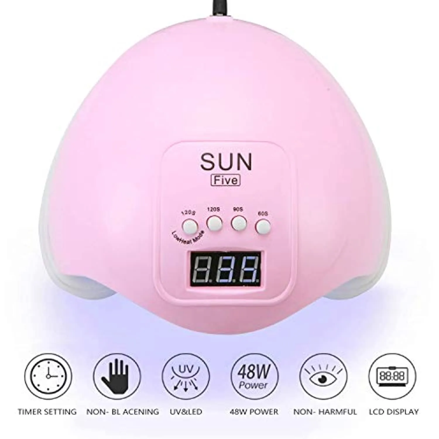 SUN5 Nail Lamp,48W UV Led Nail Dryer with 4 Timer Setting & Sensor for Gel Nails and Toe and Nail Curing (Pink)