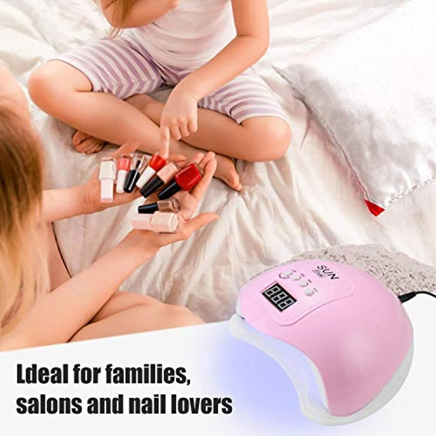 SUN5 Nail Lamp,48W UV Led Nail Dryer with 4 Timer Setting & Sensor for Gel Nails and Toe and Nail Curing (Pink)