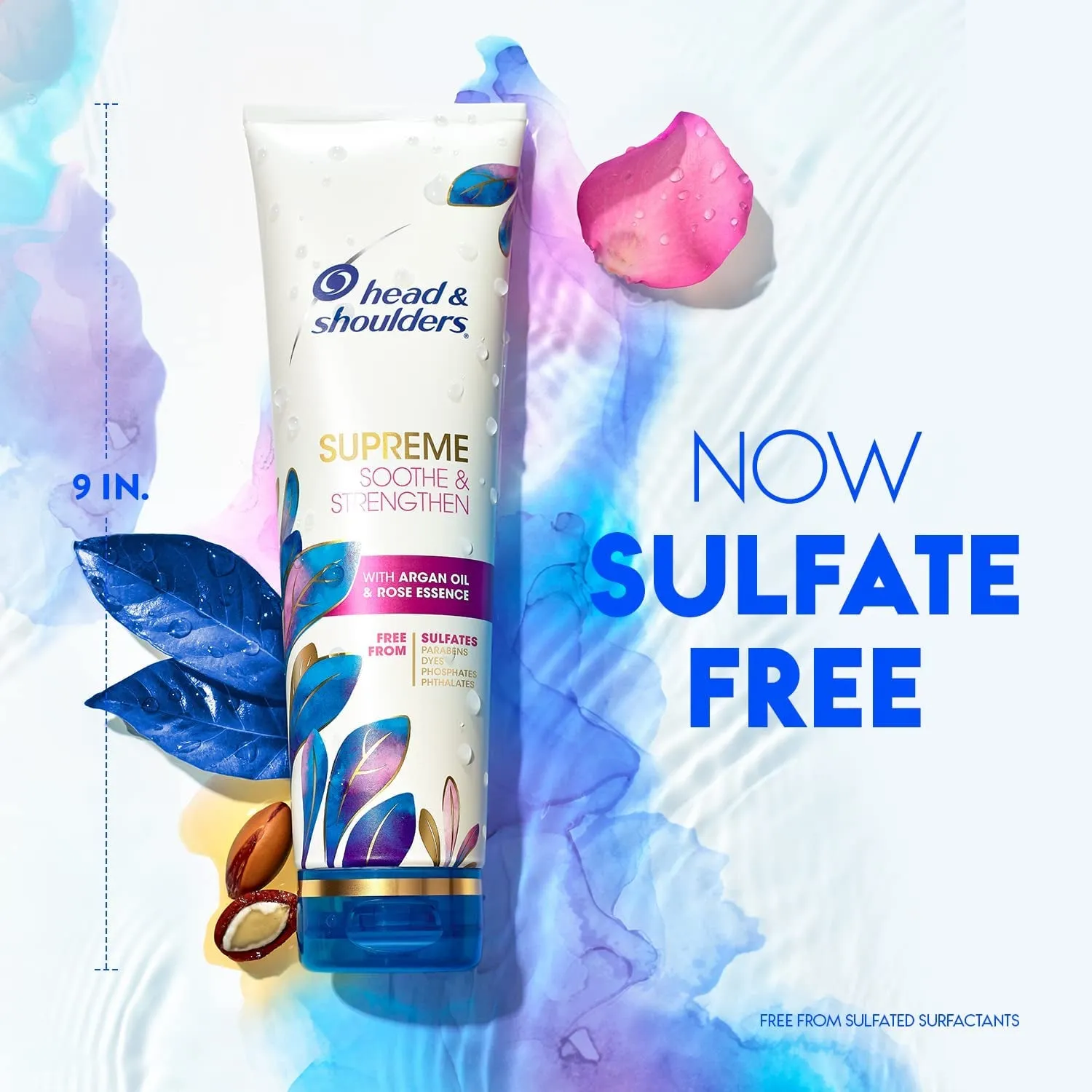 Supreme Sulfate Free Shampoo and Conditioner Set for Dry Scalp and Dandruff Treatment, Soothe and Strengthen with Argan Oil and Rose Essence, 21.2 Fl Oz