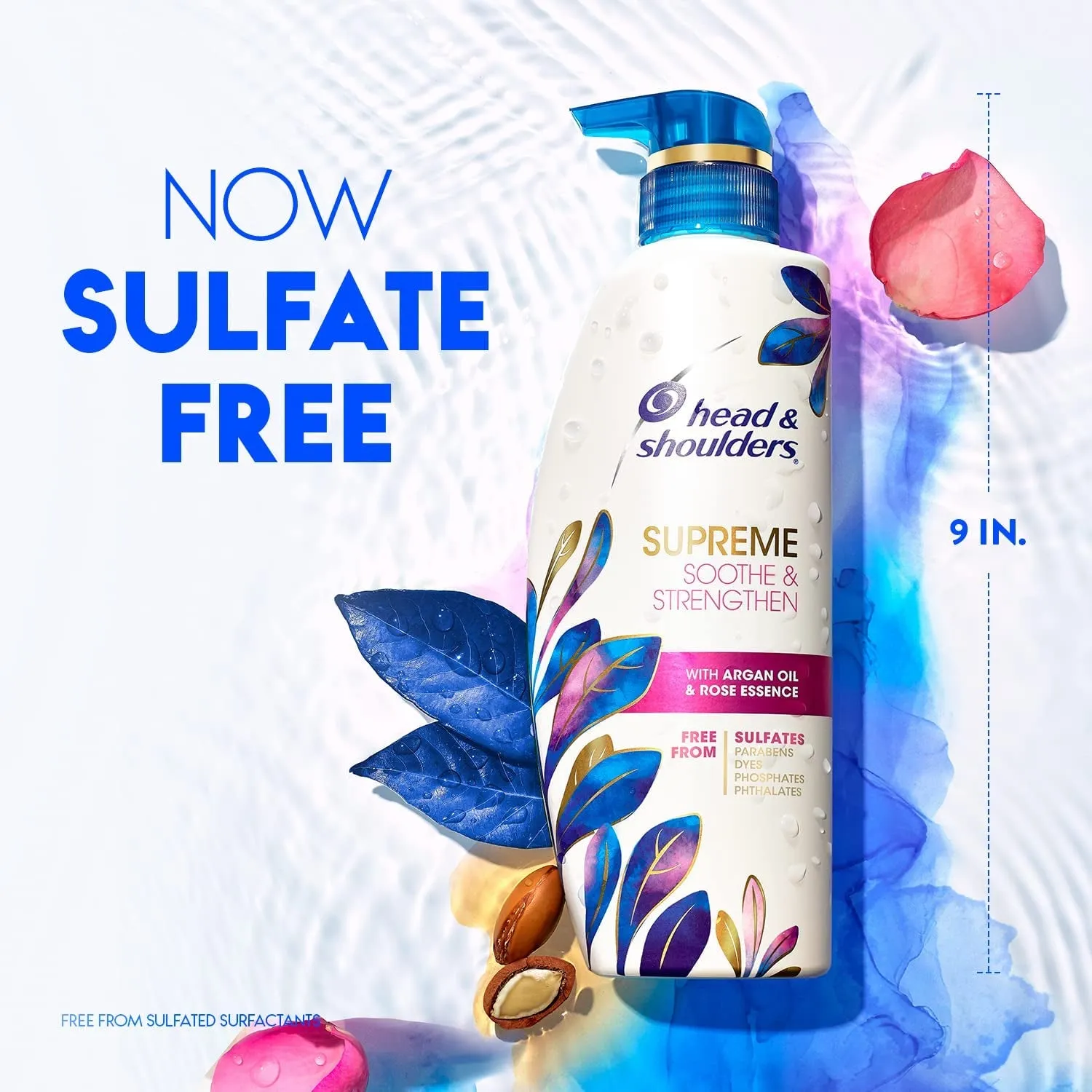 Supreme Sulfate Free Shampoo and Conditioner Set for Dry Scalp and Dandruff Treatment, Soothe and Strengthen with Argan Oil and Rose Essence, 21.2 Fl Oz
