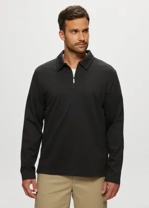 Theo Ponte Quarter Zip Polo in Charcoal Mix