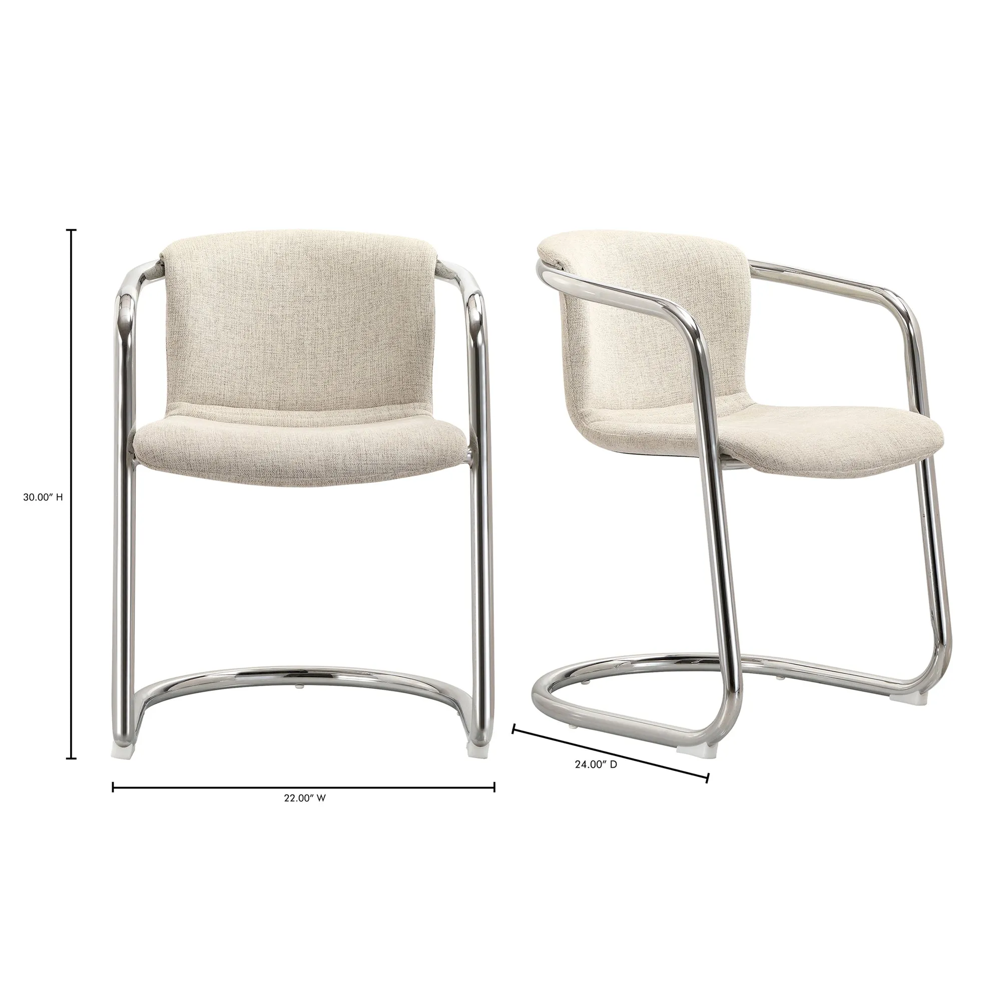 Urbane Retro Dining Duo: Sleek Chrome & Plush Fabric Seating
