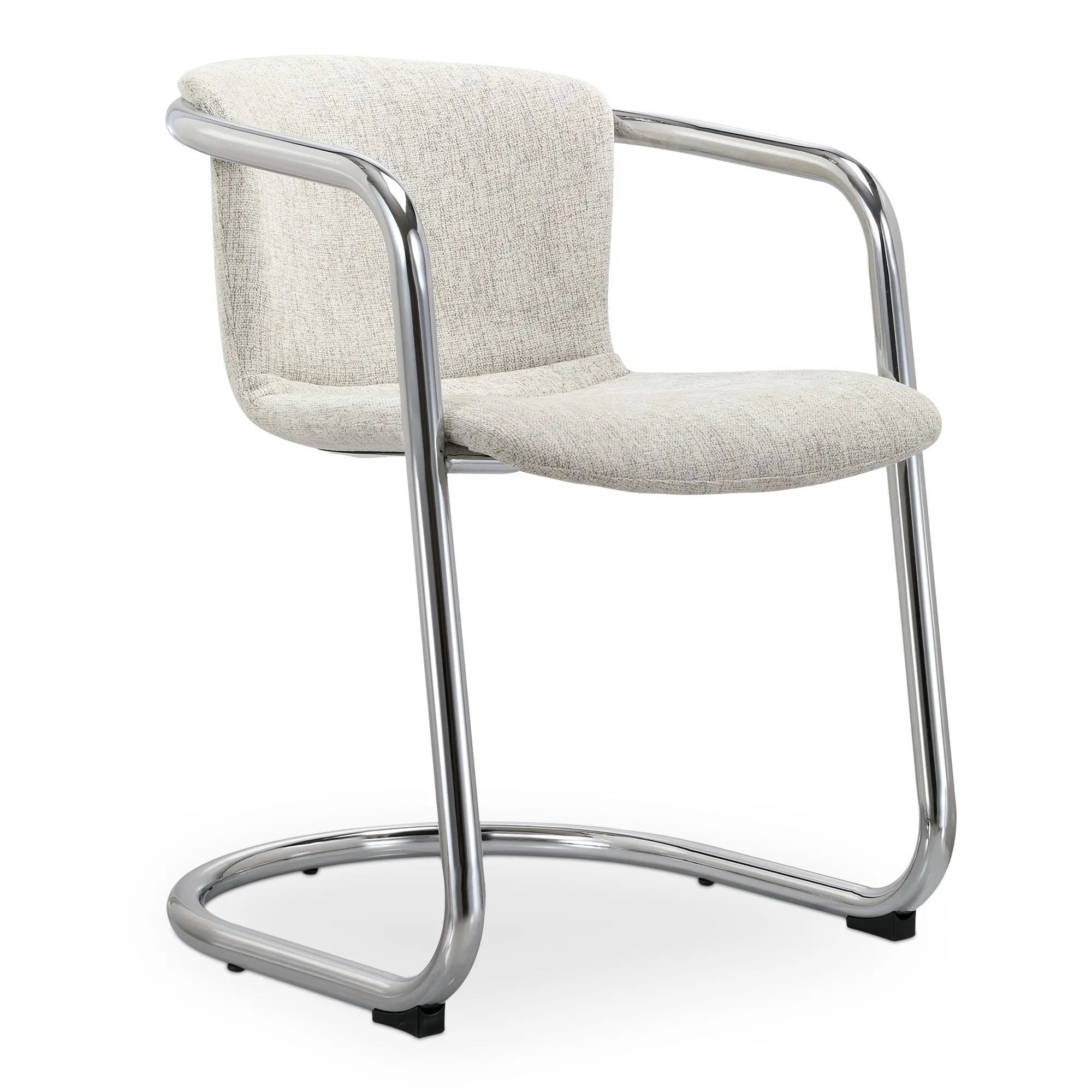 Urbane Retro Dining Duo: Sleek Chrome & Plush Fabric Seating