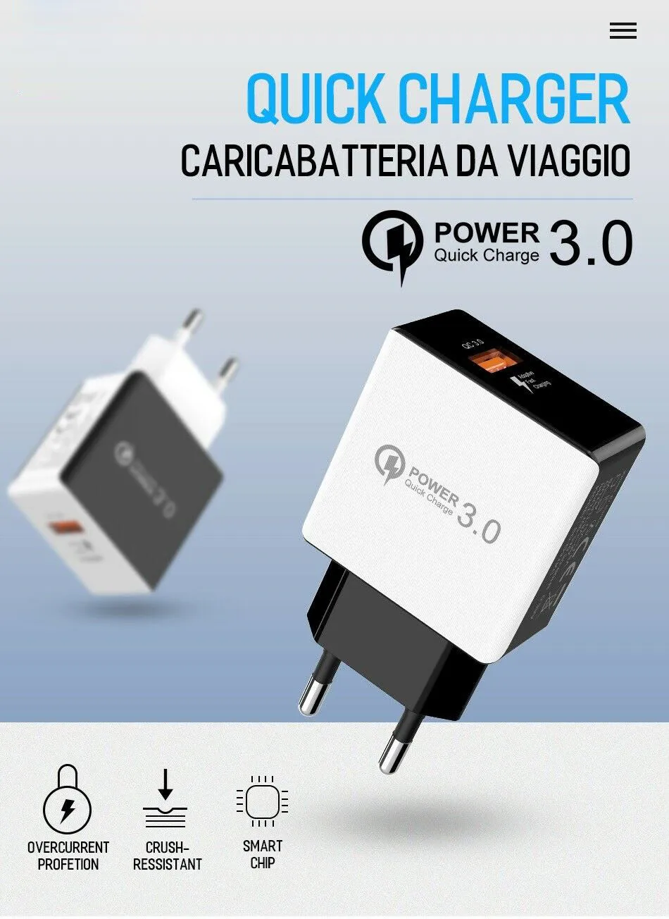 USB Fast Charging Quick Wall Charger Adapter Plug for Samsung Android iPhone LG white_EU plug