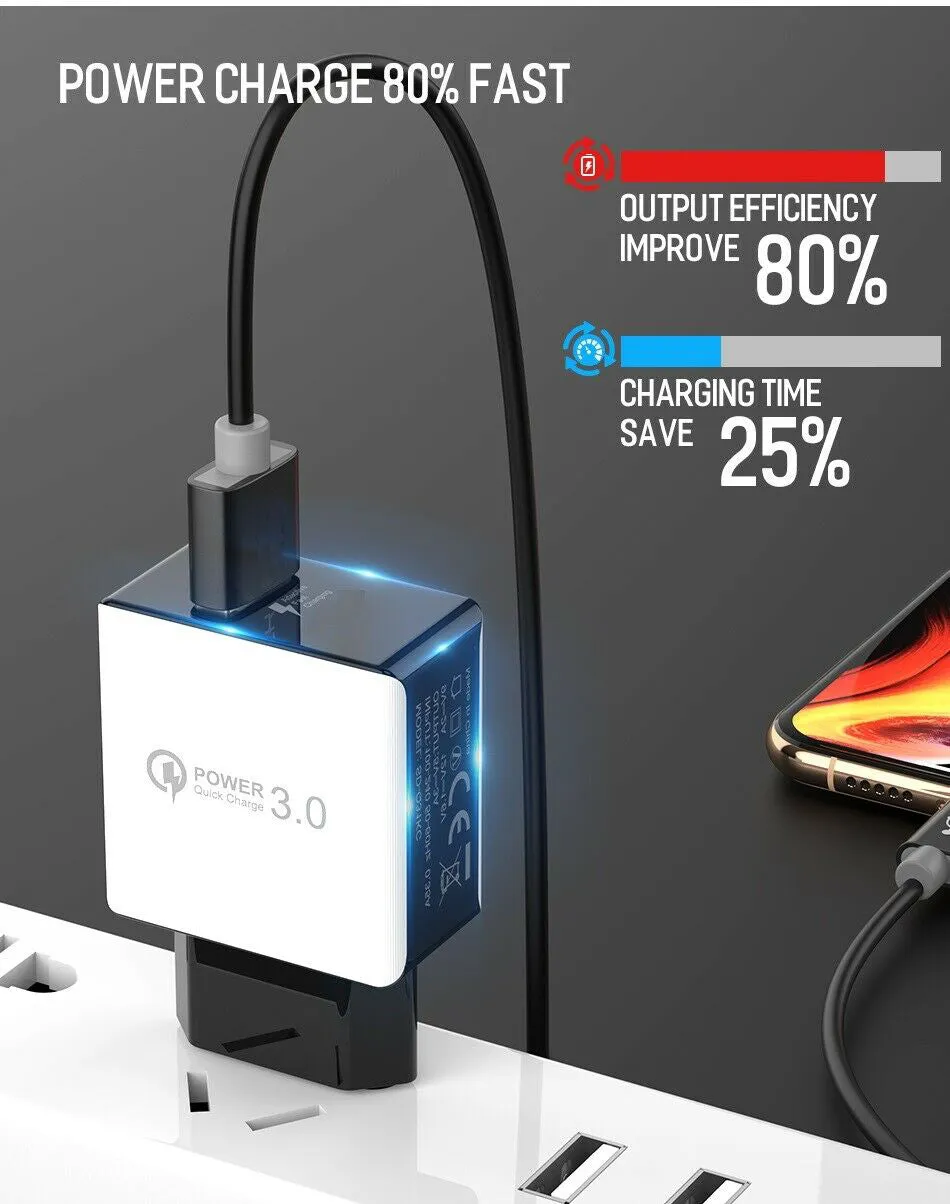 USB Fast Charging Quick Wall Charger Adapter Plug for Samsung Android iPhone LG white_EU plug