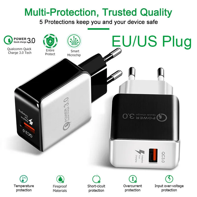 USB Fast Charging Quick Wall Charger Adapter Plug for Samsung Android iPhone LG white_EU plug