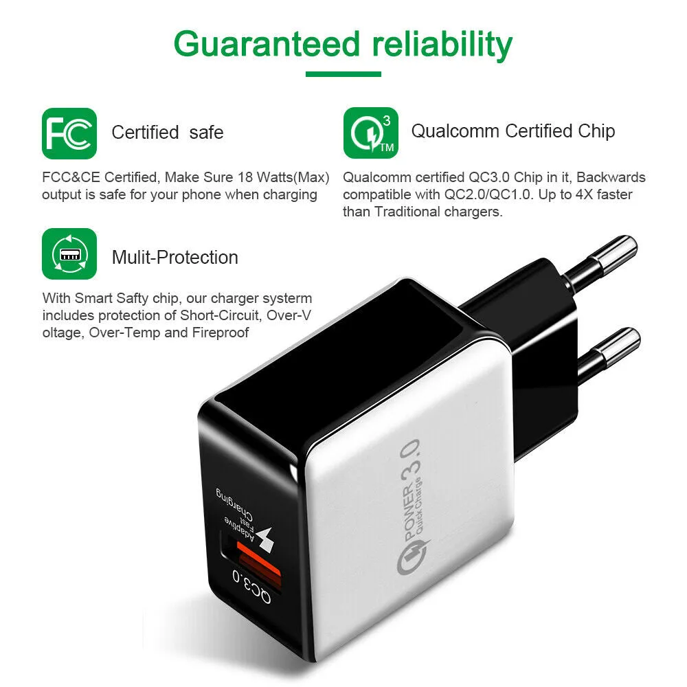 USB Fast Charging Quick Wall Charger Adapter Plug for Samsung Android iPhone LG white_EU plug