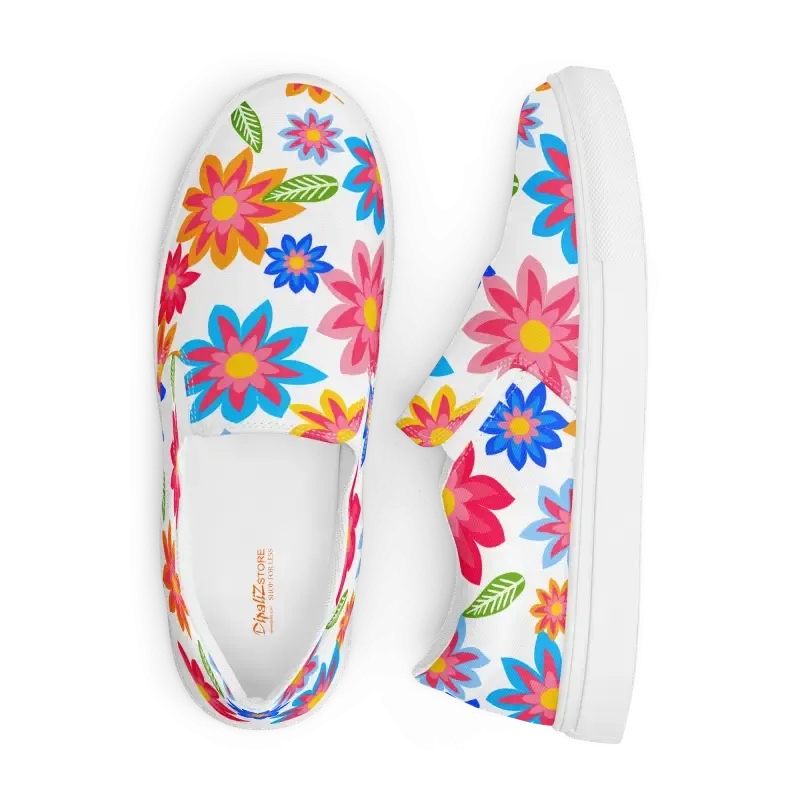 Vibrant Canvas Shoes with Colorful Flowers