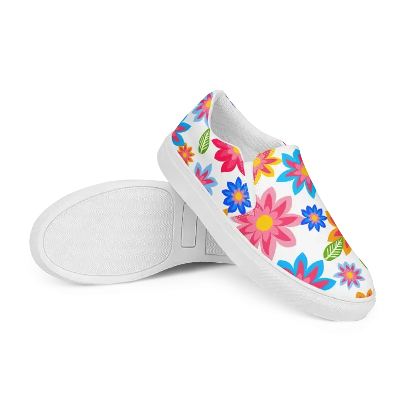 Vibrant Canvas Shoes with Colorful Flowers