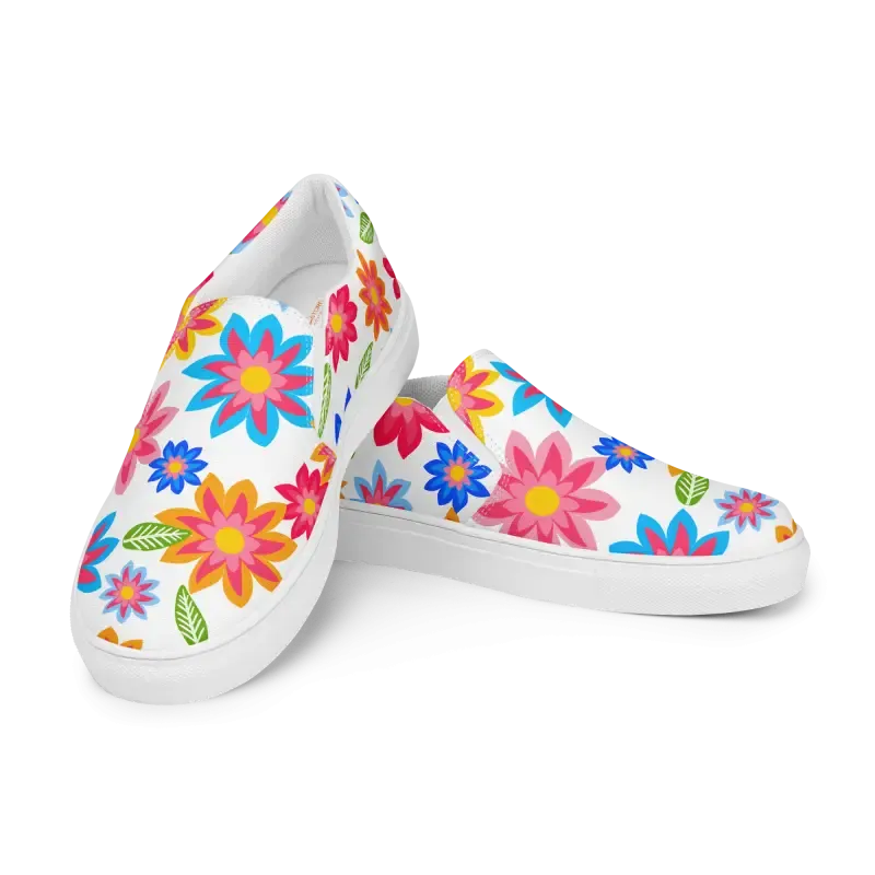 Vibrant Canvas Shoes with Colorful Flowers
