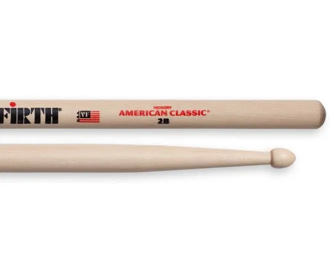 Vic Firth 2B American Classic Drumsticks (Hickory/Wood Tip)