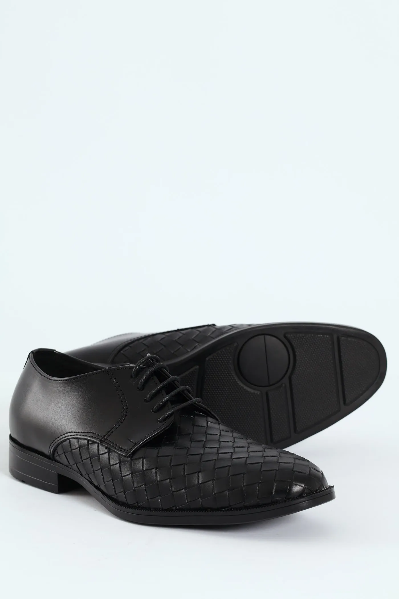 Weave Upper Lace Up Formal Shoe - Black
