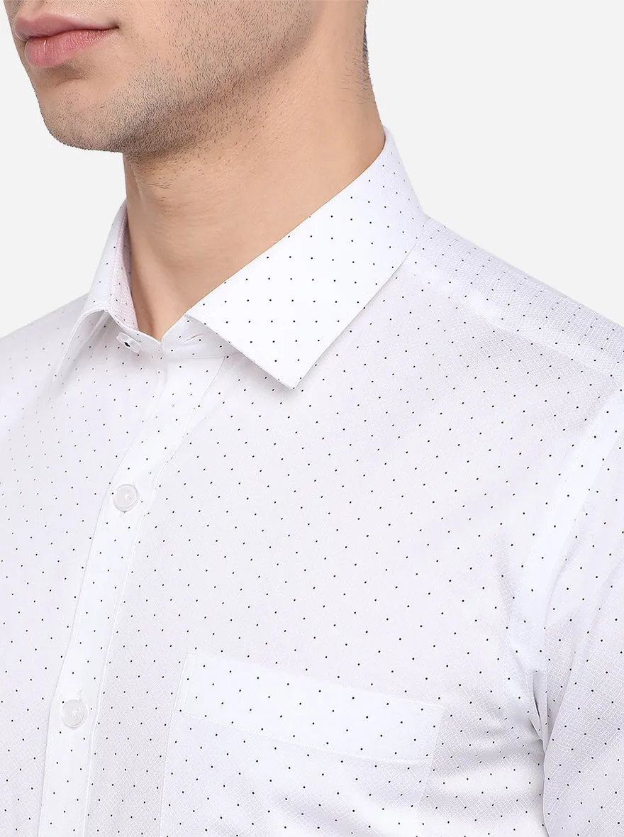 White & Black Printed Slim Fit Formal Shirt | JadeBlue