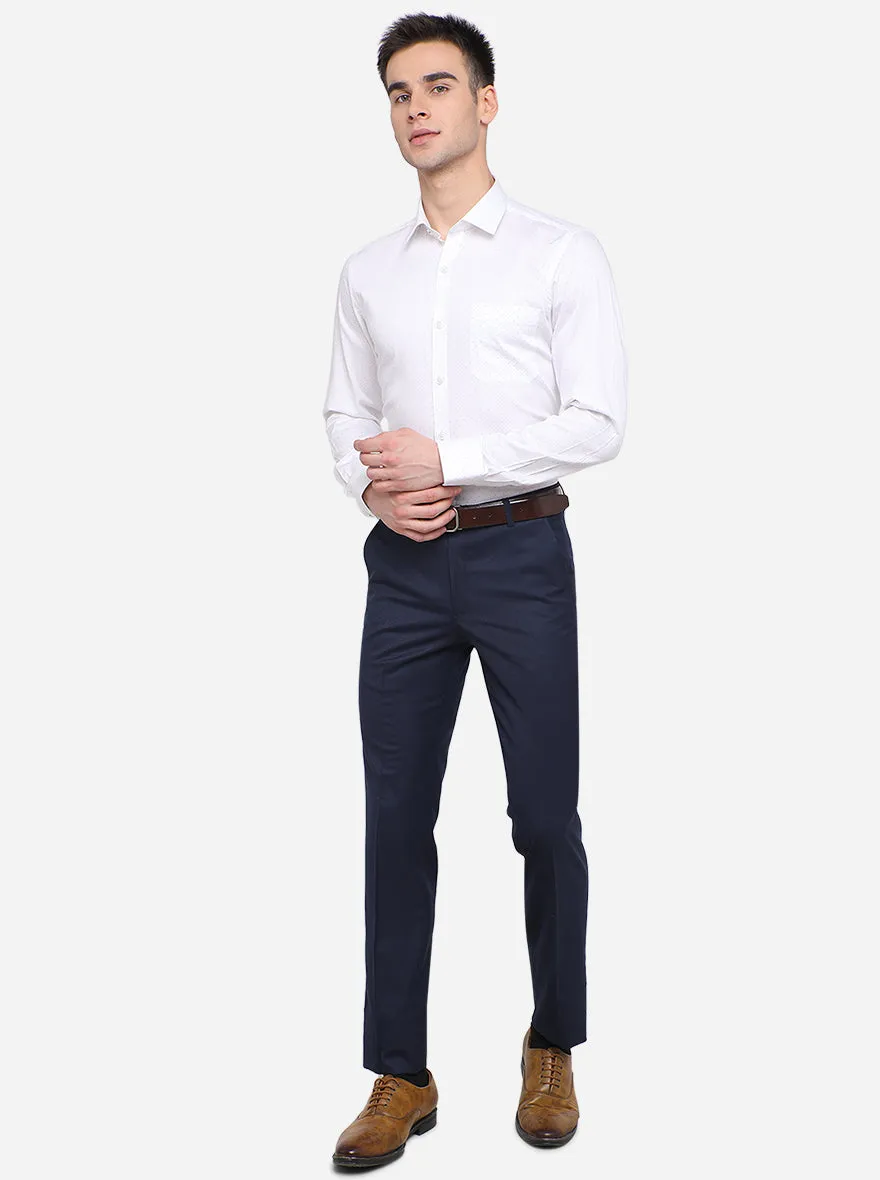 White & Black Printed Slim Fit Formal Shirt | JadeBlue