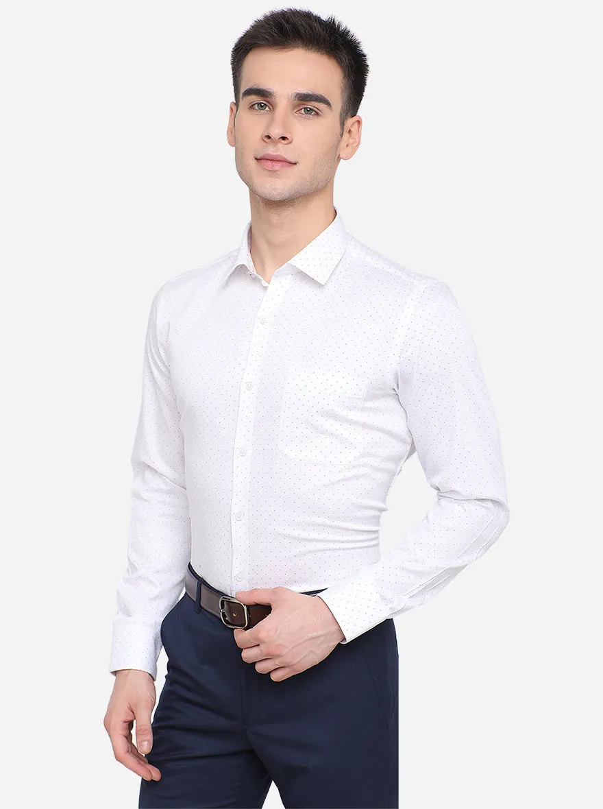 White & Black Printed Slim Fit Formal Shirt | JadeBlue
