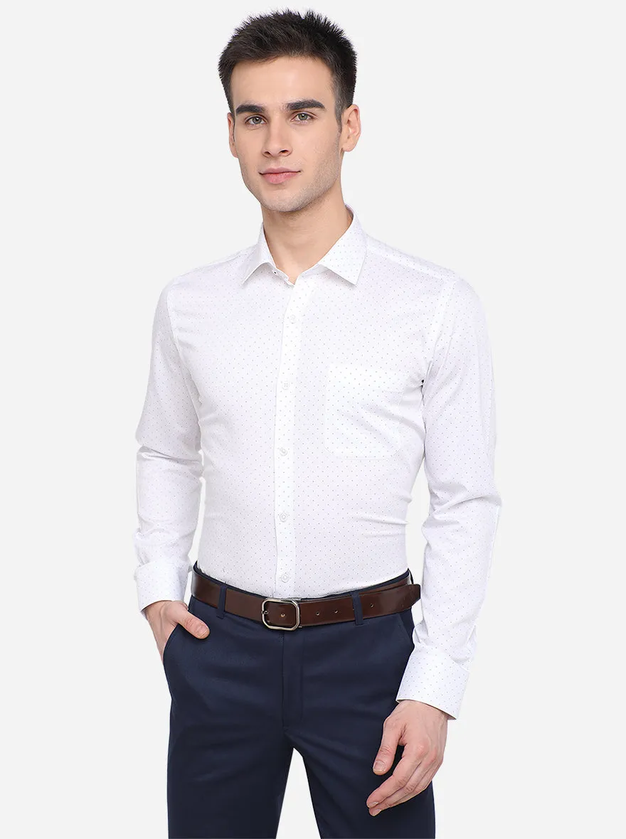 White & Black Printed Slim Fit Formal Shirt | JadeBlue