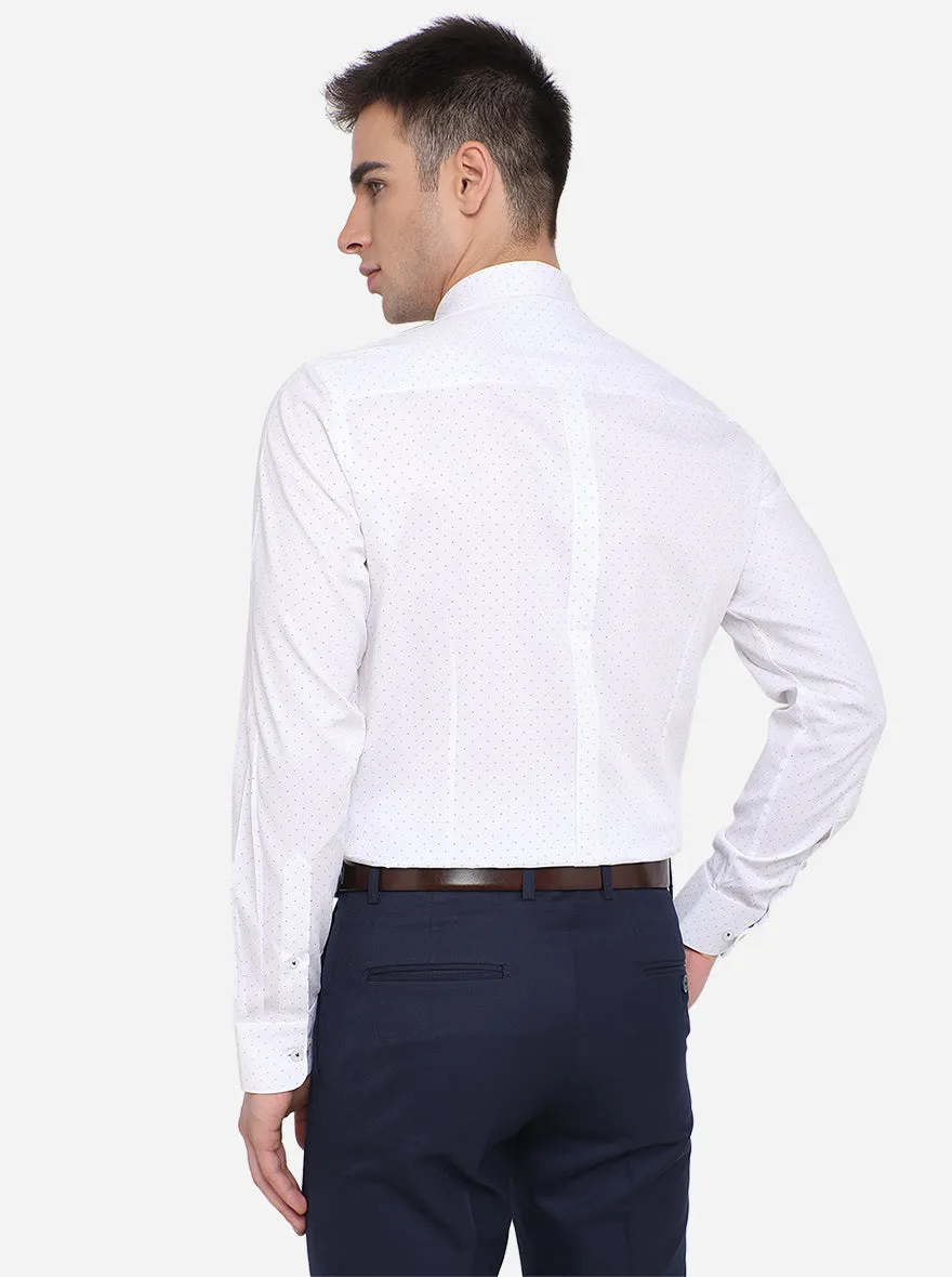 White & Black Printed Slim Fit Formal Shirt | JadeBlue