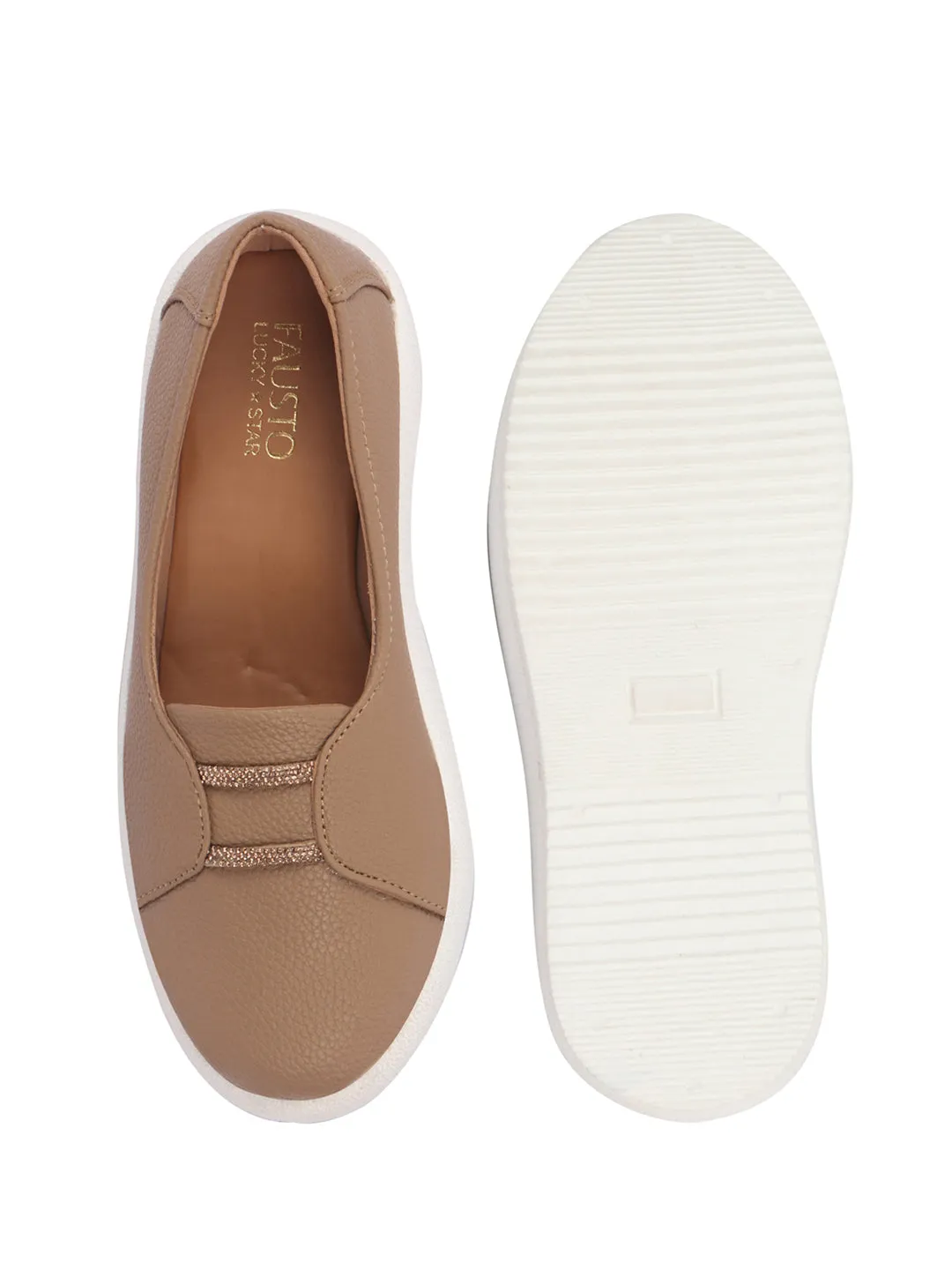 Women Chikku Dual Lace Detail With Textured Slip-On Platform Loafers | Height Enhancer Chic Casual Shoes | Everyday Comfort With Memory Cusion Insole