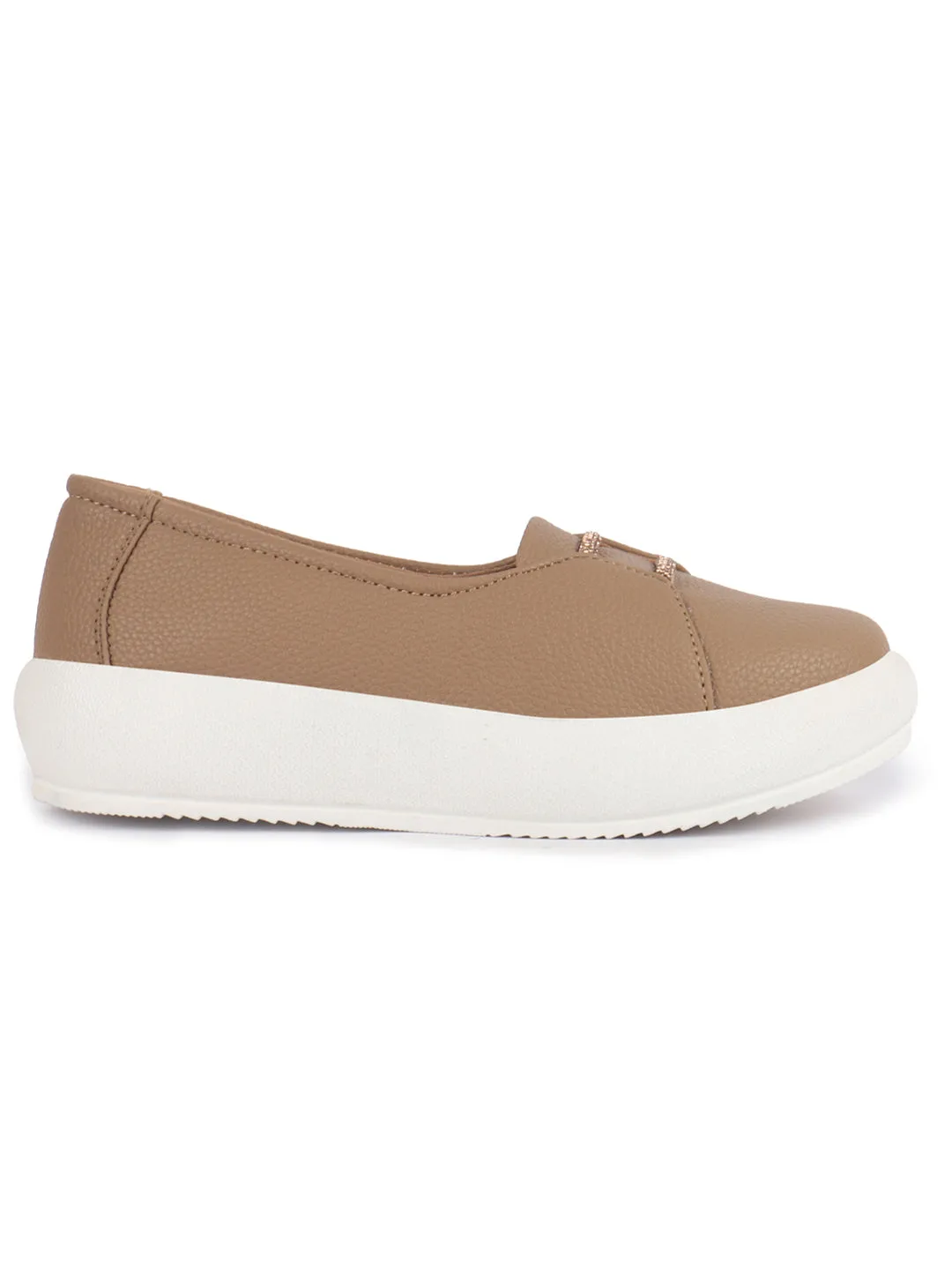 Women Chikku Dual Lace Detail With Textured Slip-On Platform Loafers | Height Enhancer Chic Casual Shoes | Everyday Comfort With Memory Cusion Insole