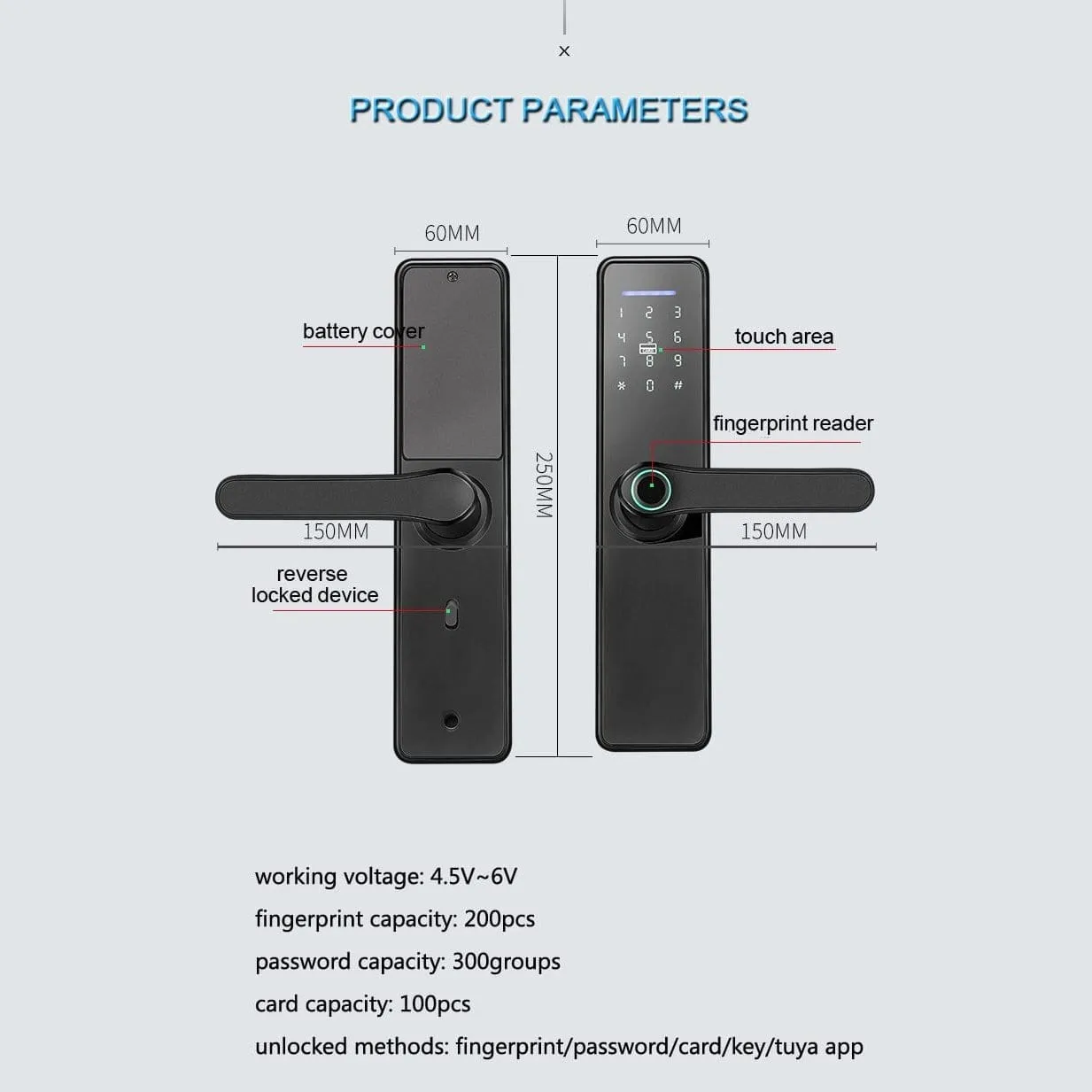 X3 Smart Door Lock 5-in-1 | Fingerprint, App, Passcode, IC Card & Key Access - X3 (5050)