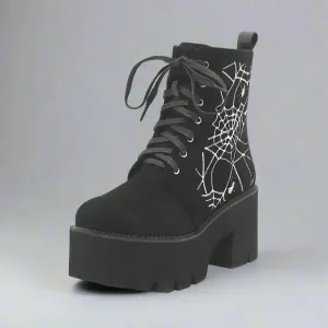 Y2K Black Lace-Up Platform Shoes with 4.5cm Platform and 7cm Heel Height
